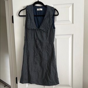 Caroline Constas Navy and White Polka Dot Mini Dress